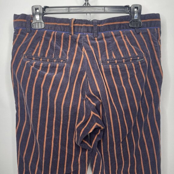 Scotch & Soda Mens Stuart Slim Fit Pants Blue Brown Striped Corduroy - Picture 4 of 6